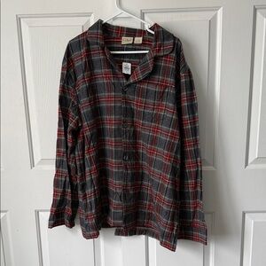 L.L. Bean Grey Stewart Men's Pajama Flannel Shirt